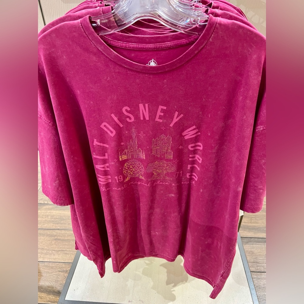 2026 Walt Disney World 4 Parks Most Magical Place Acid Wash Pink T-Shirt Large